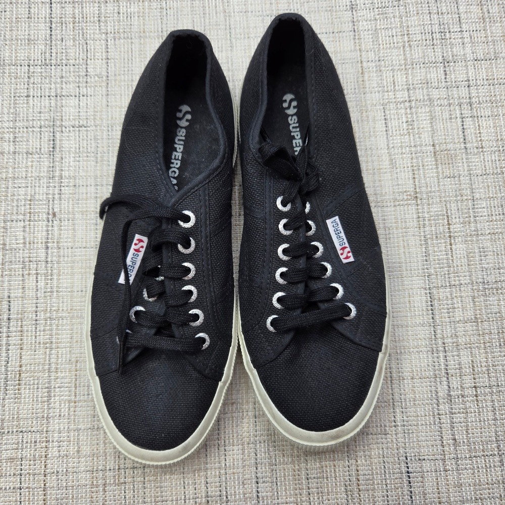 Superga 2750 Cotu Classic Black Canvas Sneakers Womens 8.5 Mens 7 EU 39.5